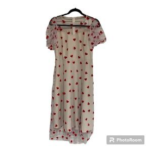 all-over hearts tulle tea length dress